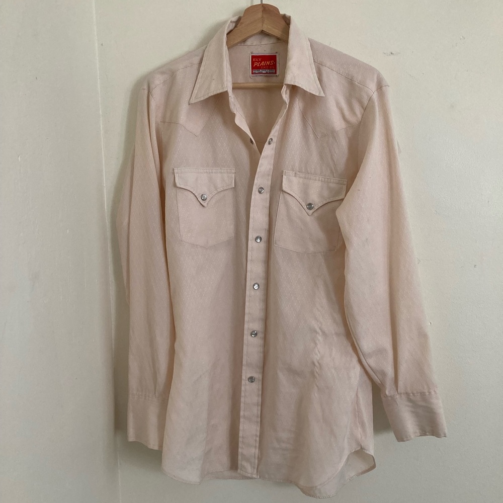 Western-style vintage cream buttondown, size S